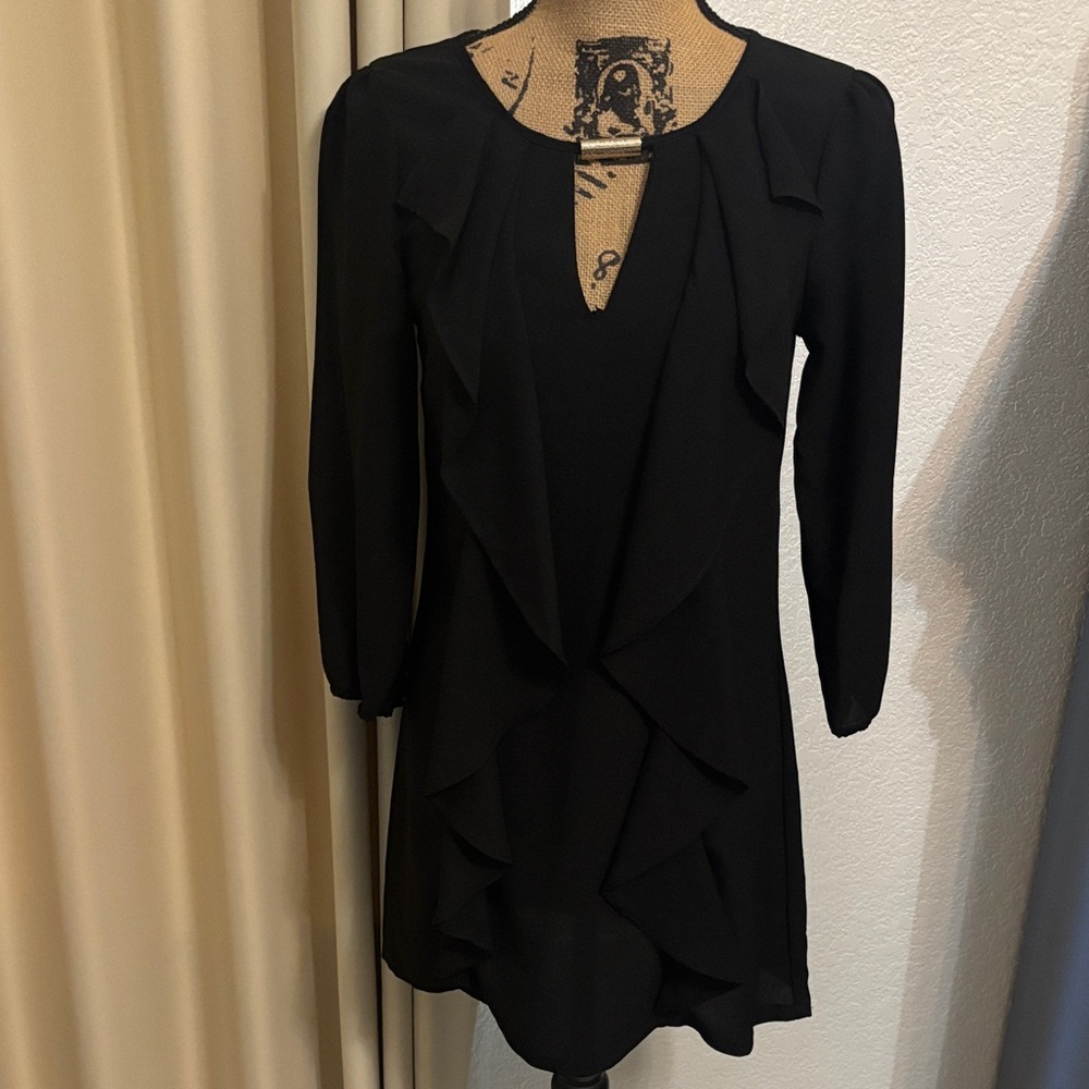 Paper Doll Elegant Black Ruffle Dress